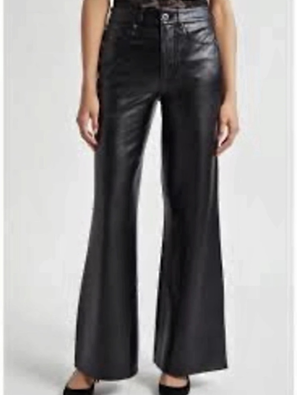 Veronica Beard Jeans | Wide Leg Black Faux leather jeans size 30